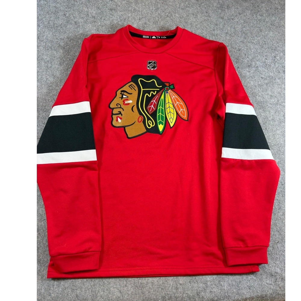 Chicago Blackhawks NHL Hockey Jersey Mens M Red Adidas Long Sleeve Embroidered